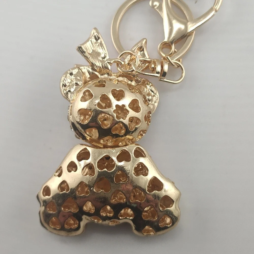 Fashion Jewelry Pink and Gold Bear Key Holder
